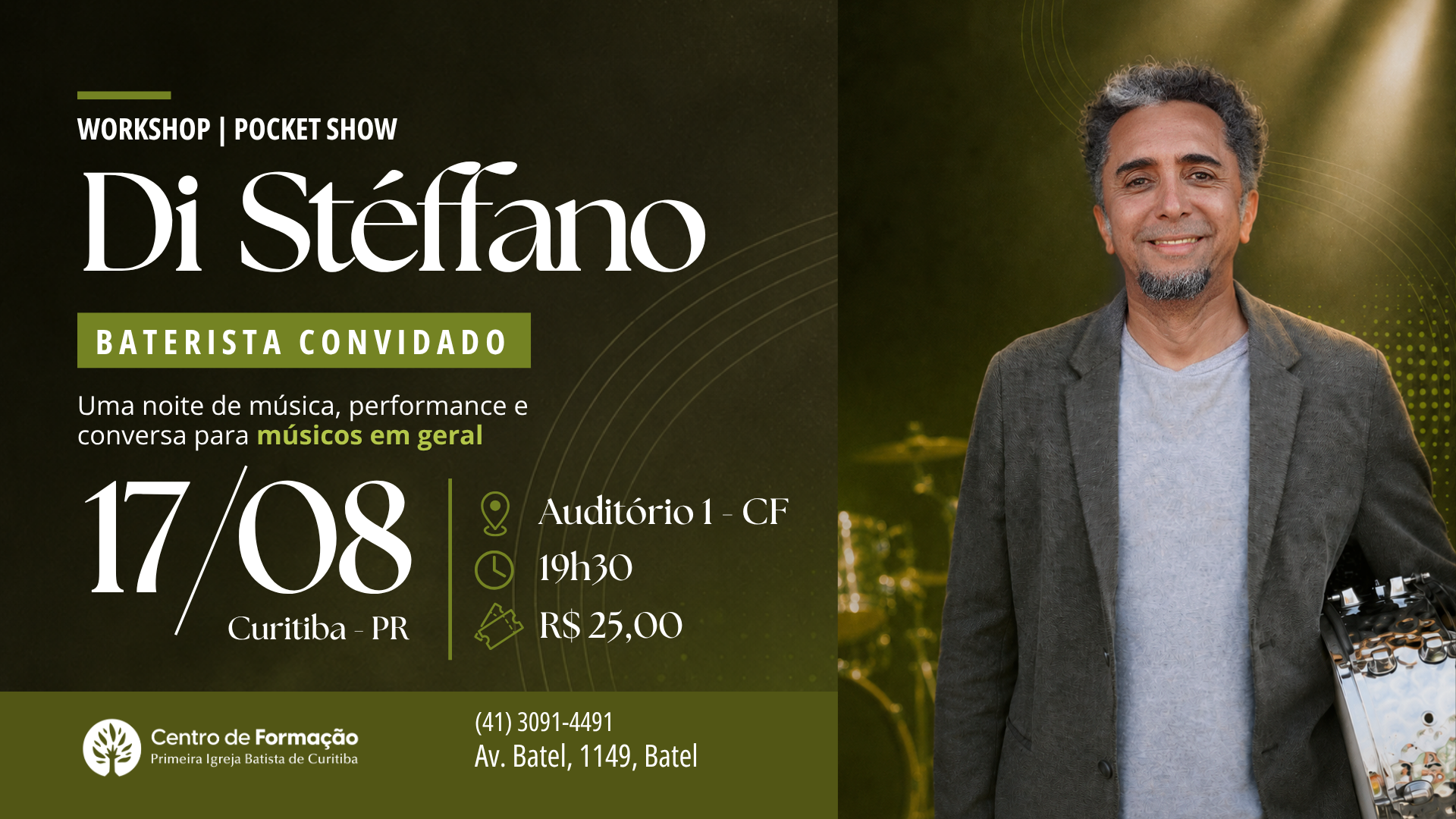 Workshop com Di Stéffano reúne músicos para uma noite de aprendizado e performance